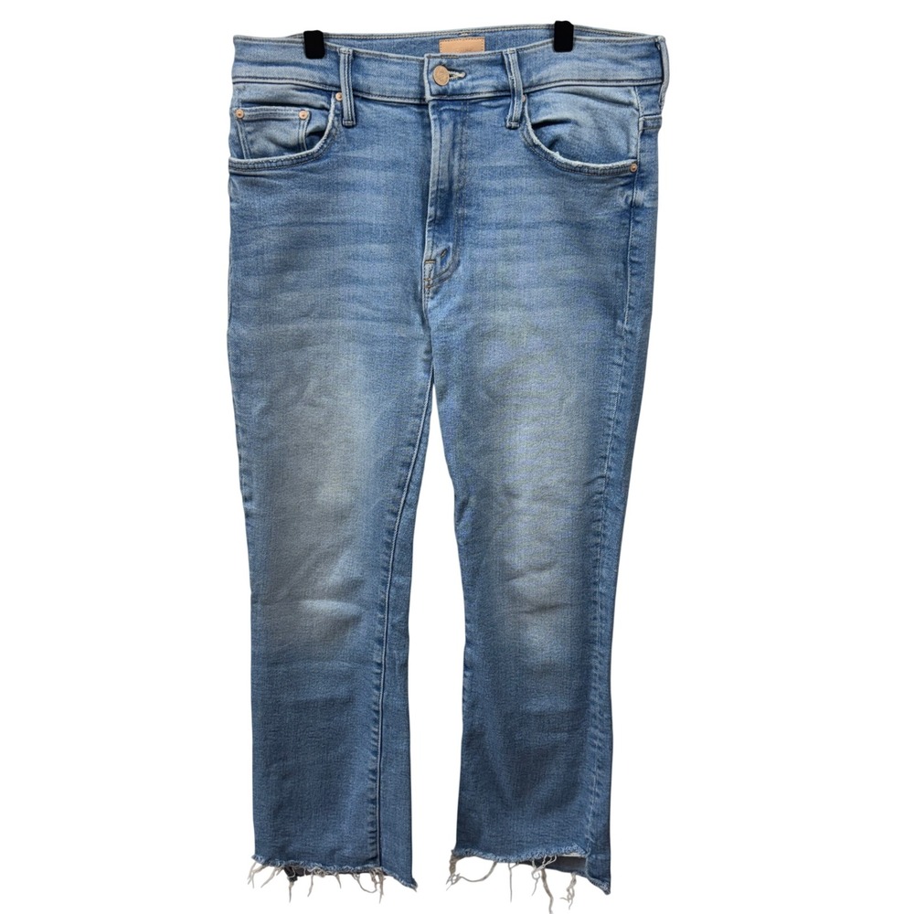Mother The Insider Crop Step Fray Blue Distressed Ankle Denim Jeans Womens 29